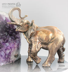 Bronze elephant Figure with Geode agate Amethyst on  Dolerite plate