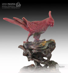 Gift Minerals Solid red jasper carving of Imperial Parrot " Corella " on a wooden stand Подарки из минералов  Императорский попугай "Корелла" из красной яшмы на деревянной подставке