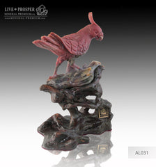 Gift Minerals Solid red jasper carving of Imperial Parrot " Corella " on a wooden stand Подарки из минералов  Императорский попугай "Корелла" из красной яшмы на деревянной подставке