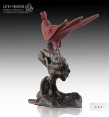Gift Minerals Solid red jasper carving of Imperial Parrot " Corella " on a wooden stand Подарки из минералов  Императорский попугай "Корелла" из красной яшмы на деревянной подставке
