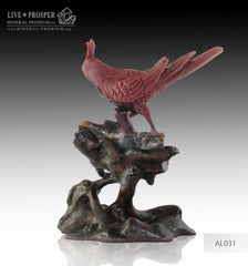 Gift Minerals Solid red jasper carving of Imperial Parrot " Corella " on a wooden stand Подарки из минералов  Императорский попугай "Корелла" из красной яшмы на деревянной подставке