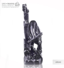 Solid obsidian carving of bull on guard -lunar calendar 2
