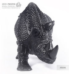 Solid obsidian carving of Rhino on guard   Носорог из Чёрного Обсидиана -"Страж"