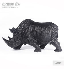 Solid obsidian carving of Rhino on guard   Носорог из Чёрного Обсидиана -"Страж"