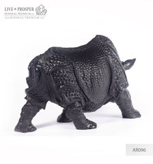 Solid obsidian carving of Rhino on guard   Носорог из Чёрного Обсидиана -"Страж"