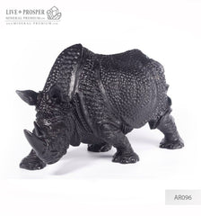 Solid obsidian carving of Rhino on guard   Носорог из Чёрного Обсидиана -"Страж"