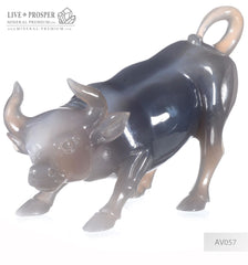Solid Agate carving of Bull