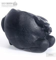 Solid black obsidian Bull carving Бык из черного обсидиана 