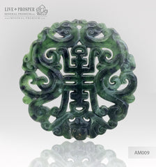 Nephrite Amulet - Celestial Dragons with Tibetan Endless knot Нефритовый Амулет – Небесные драконы с Тибетским узлом бесконечности