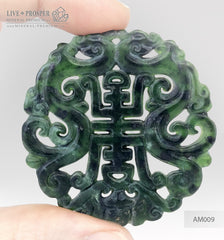 Nephrite Amulet - Celestial Dragons with Tibetan Endless knot Нефритовый Амулет – Небесные драконы с Тибетским узлом бесконечности