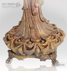Plaster Peacock with Swarovski crystals on the bronze legs – flowerpot