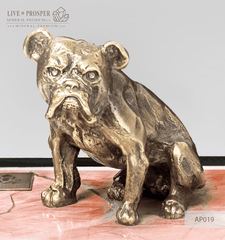 Bronze figure of a dog breed British Bulldog on jasper plate