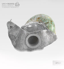 Home décor Two Snails from the Seashell with a tin lining on a marble base - salt and pepper shakers  Декор для дома Две Улитки из Морской раковины c накладкой из олова на подставке из мрамора  – солонка и перечница