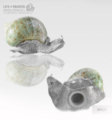 Home décor Two Snails from the Seashell with a tin lining on a marble base - salt and pepper shakers  Декор для дома Две Улитки из Морской раковины c накладкой из олова на подставке из мрамора  – солонка и перечница