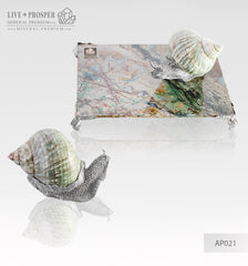Home décor Two Snails from the Seashell with a tin lining on a marble base - salt and pepper shakers  Декор для дома Две Улитки из Морской раковины c накладкой из олова на подставке из мрамора  – солонка и перечница
