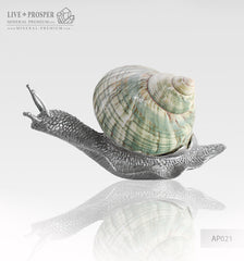 Home décor Two Snails from the Seashell on a azurmalachite base  salt and pepper shakers