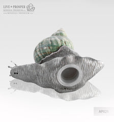 Home décor Two Snails from the Seashell with a tin lining on a marble base - salt and pepper shakers  Декор для дома Две Улитки из Морской раковины c накладкой из олова на подставке из мрамора  – солонка и перечница