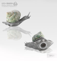 Home décor Two Snails from the Seashell with a tin lining on a marble base - salt and pepper shakers  Декор для дома Две Улитки из Морской раковины c накладкой из олова на подставке из мрамора  – солонка и перечница