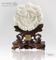 Marble Amulet on a wooden support - Celestial Dragons