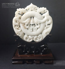 Marble Amulet on a wooden support - Celestial Dragons Мраморный Амулет на подставке из дерева – Небесные драконы 
