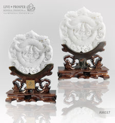 Marble Amulet on a wooden support - Celestial Dragons Мраморный Амулет на подставке из дерева – Небесные драконы 
