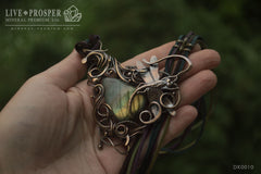 Necklace Pendant Labradorite bead and Dragonfly with suede cord handmade