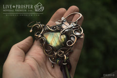 Necklace Pendant Labradorite bead and Dragonfly with suede cord handmade