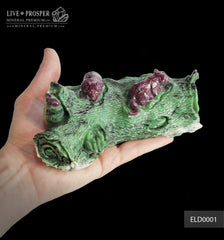 Solid ruby zoisite carving of couple mouses with ruby and gold 14k inserts  Парочка мышей на коряге из Рубин-Цоизита с рубиновыми глазами и золотыми 14к вставками. 