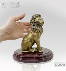Bronze figure of lion the King of pride on jasper plate Бронзовый лев Король прайда на пластине из яшмы подарок на 23 февраля подарок для него подарок для руководителя 
