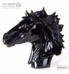Solid Black Obsidian Horse head carving 