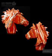Solid red jasper Arabian horse head carving