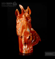 Solid red jasper Arabian horse head carving