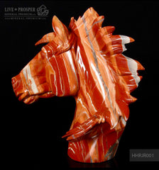 Solid red jasper Arabian horse head carving