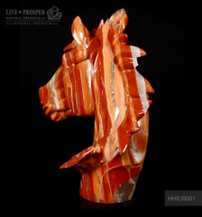 Solid red jasper Arabian horse head carving