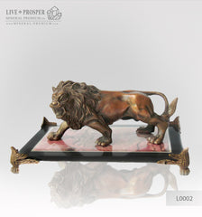 Bronze Lion figure on a Jasper plate