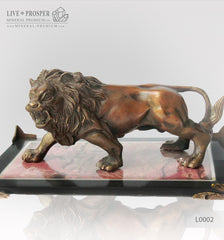 Bronze Lion figure on a Jasper plate