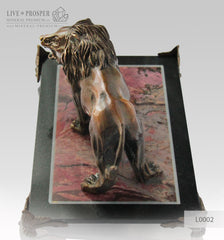 Bronze Lion figure on a Jasper plate