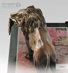 Bronze Lion figure on a Jasper plate