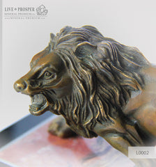 Bronze Lion figure on a Jasper plate