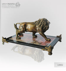 Bronze Lion figure on a Jasper plate