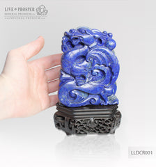 Lapis lazuli carving of a dragon in medieval German style on a wooden stand Резной дракон в средневековом Германском стиле из лазурита на деревянной подставке оберег от сглаза protects from evil eye stone carving  резьба по камню Лаузрит дракон из лазурита Lapis lazuli dragon