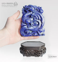 Lapis lazuli carving of a dragon in medieval German style on a wooden stand Резной дракон в средневековом Германском стиле из лазурита на деревянной подставке оберег от сглаза protects from evil eye stone carving  резьба по камню Лаузрит дракон из лазурита Lapis lazuli dragon