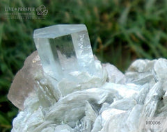 Exhibition sample: Sky Blue aquamarine 325CT with Pink Apatite and Pink Fluorite 2 170CT on Muscovite 0,348g Выставочный образец: Небесно-голубой аквамарин 325 карат с розовым Апатитом и розовым Флюоритом 2 170 карат с мусковитом 0,348г