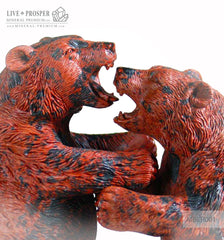 Solid Mahogany Obsidian bears Carving on a Labradorite plate