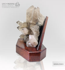 Collectible mineral specimen of Smoky quartz (Rauchtopaz) with Pyrite on a wooden stand  Коллекционный минерал Дымчатый кварц (Раухтопаз) с Пиритом на деревянной подставке  mineral premium минерал премиум 