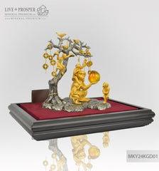 Bronze figure of Monkey family Under the Prosperity tree With svarovscy Peach of Wisdom