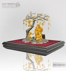 Bronze figure of Monkey family Under the Prosperity tree With svarovscy Peach of Wisdom