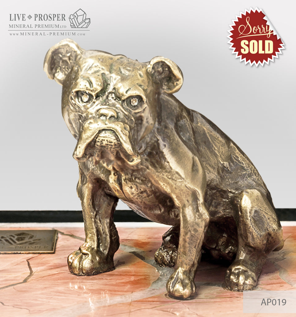 Bronze figure of a dog breed British on jasper plate