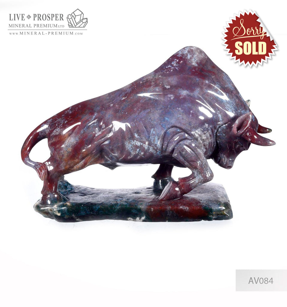 Solid Indian Agate carving of Bull
